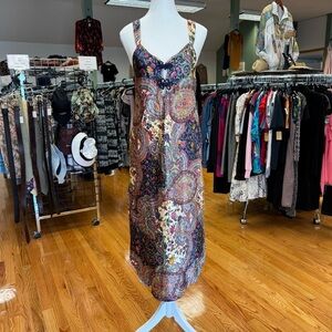 Vintage California Dynasty Paisley and Floral Slip Dress Lingerie Made in USA